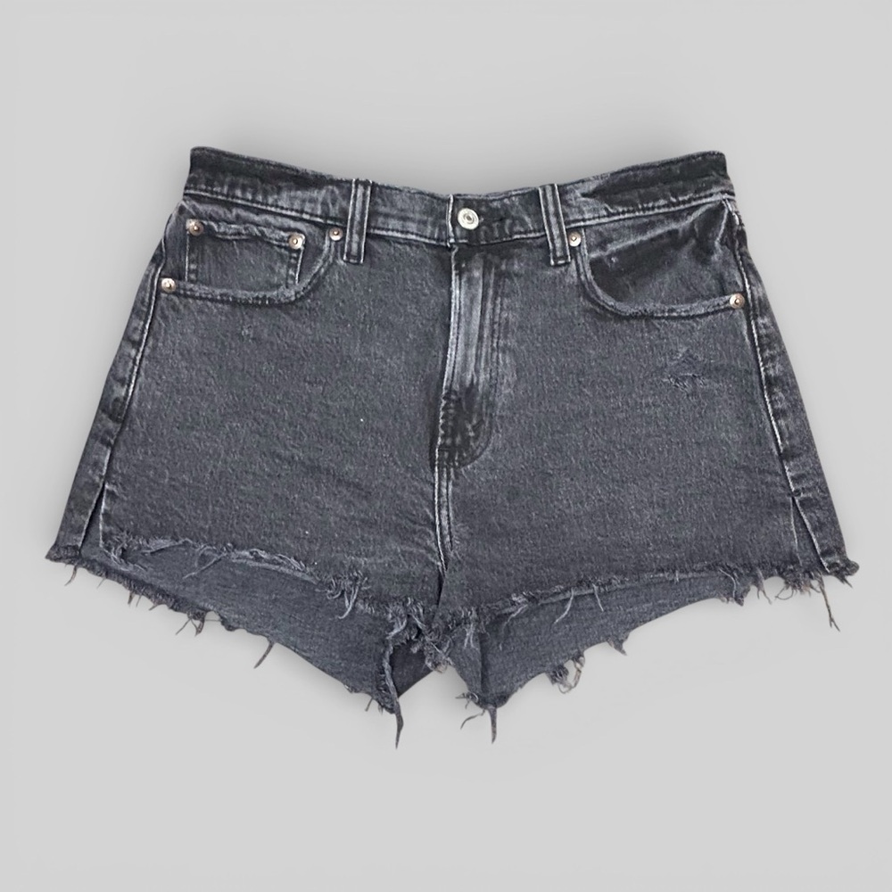 Abercrombie & Fitch The Mom Short High Rise Denim Shorts Black Size 29 8